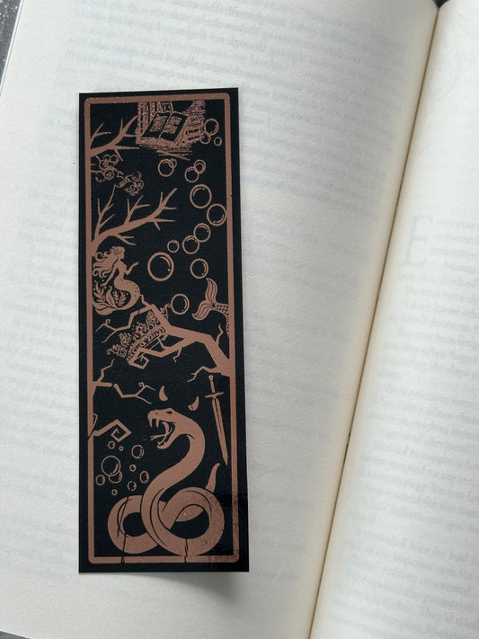 Crown, Branches, Snake - Foil Bookmark - (Rose Gold)
