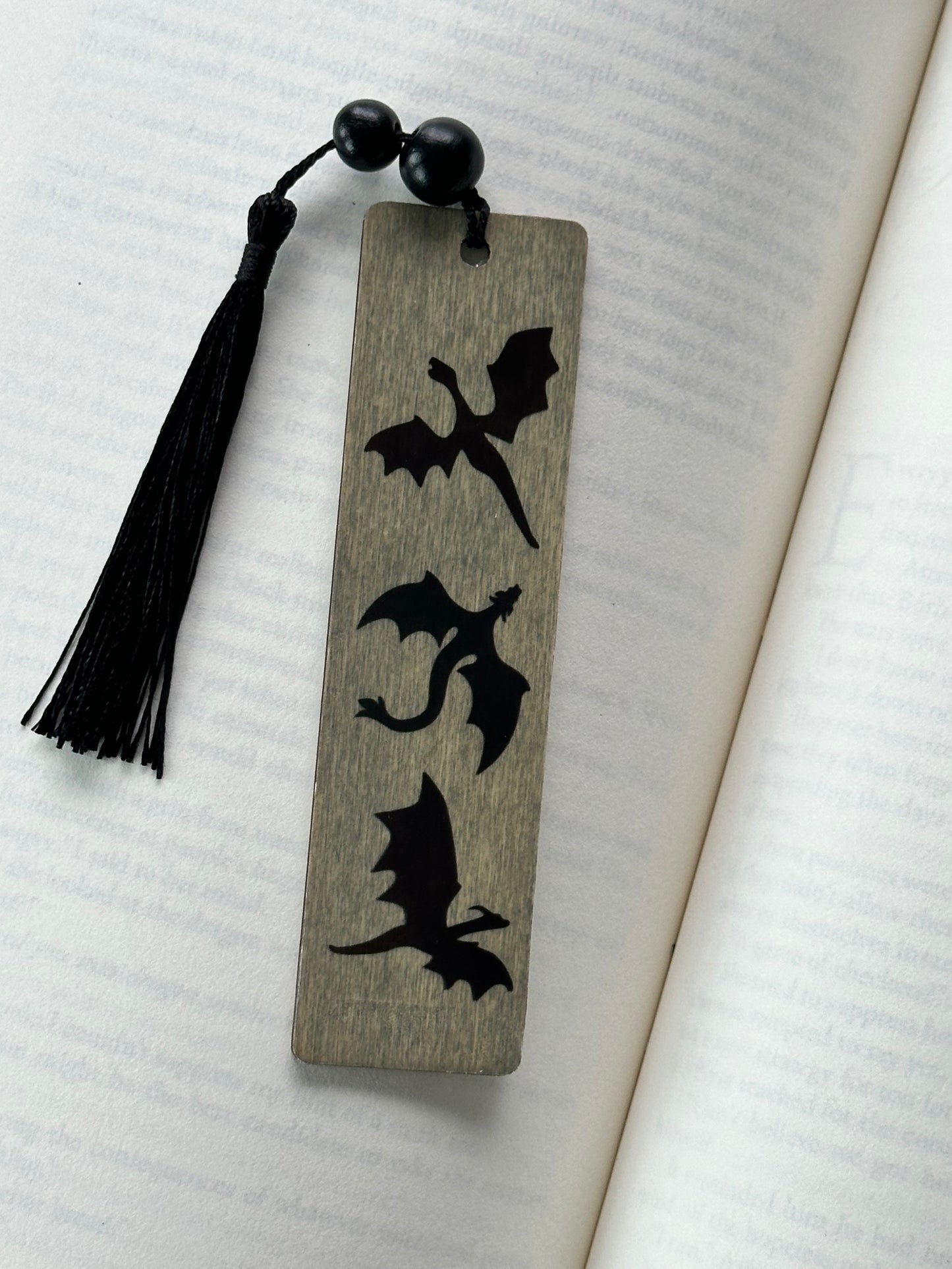 Dragons - Wood Bookmark - (Weathered Grey)