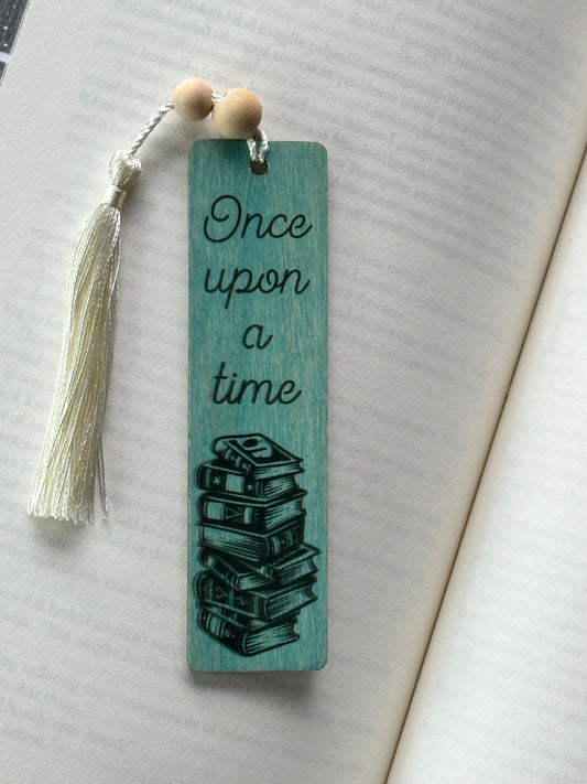 Once Upon A Time - Wood Bookmark - (Antique Aqua)