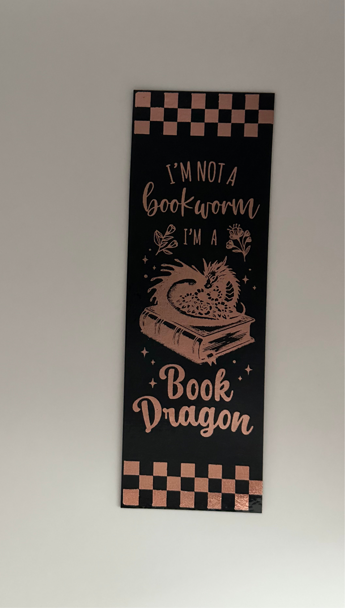 Book Dragon - Foil Bookmark - (Rose Gold)