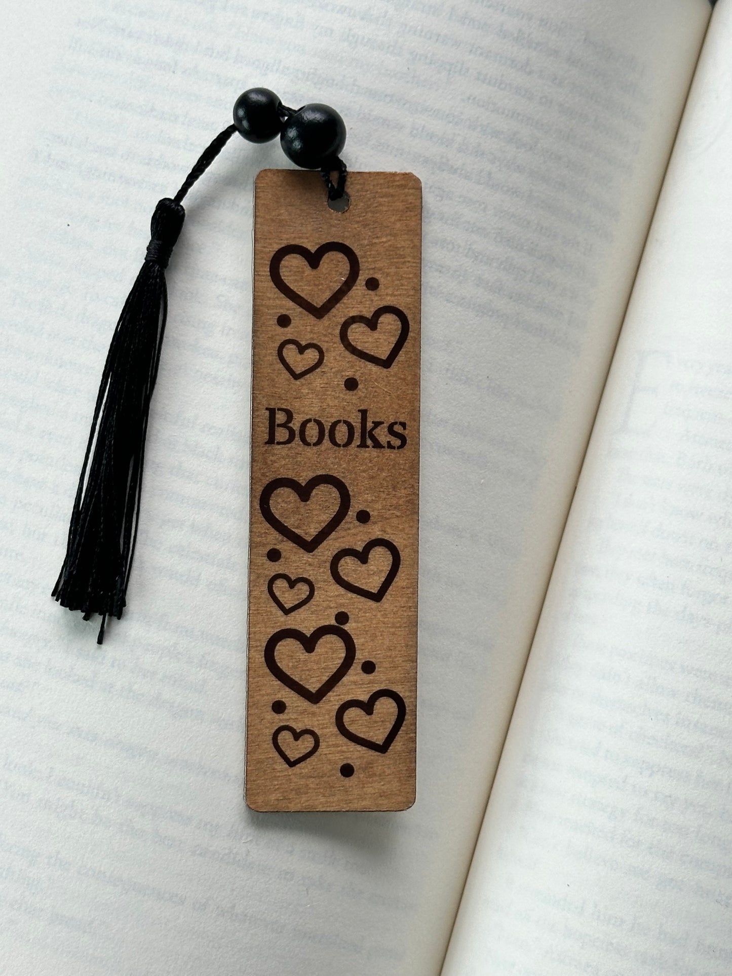 Hearts & Books - Wood Bookmark - (Early American)