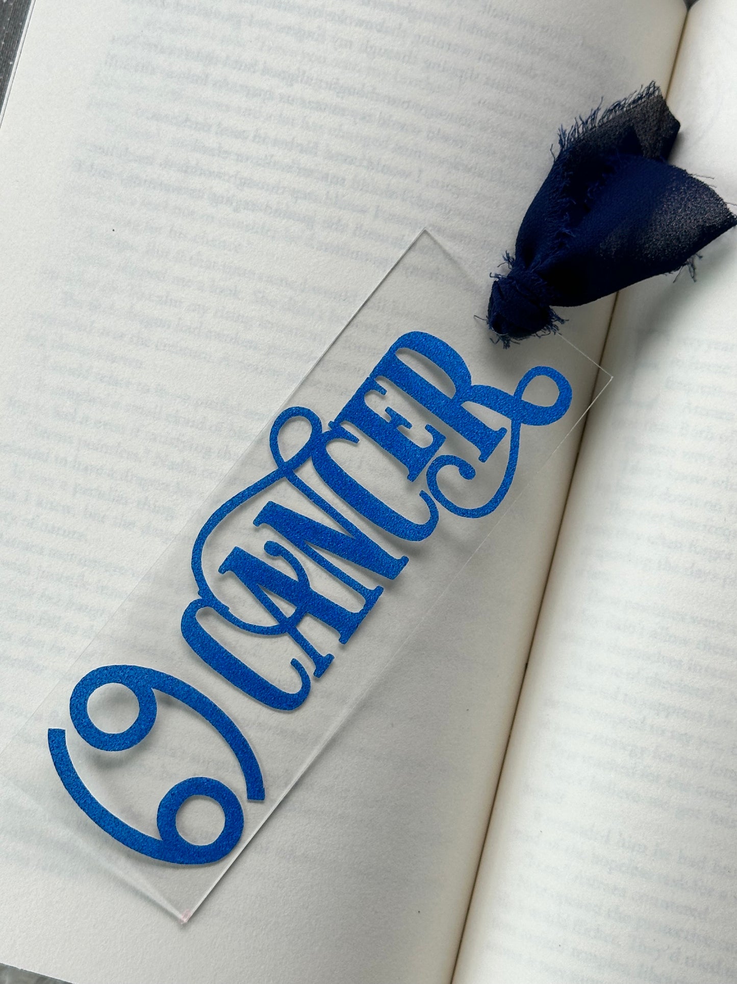 Zodiac - Cancer - Acrylic Bookmark (Blue Glitter)