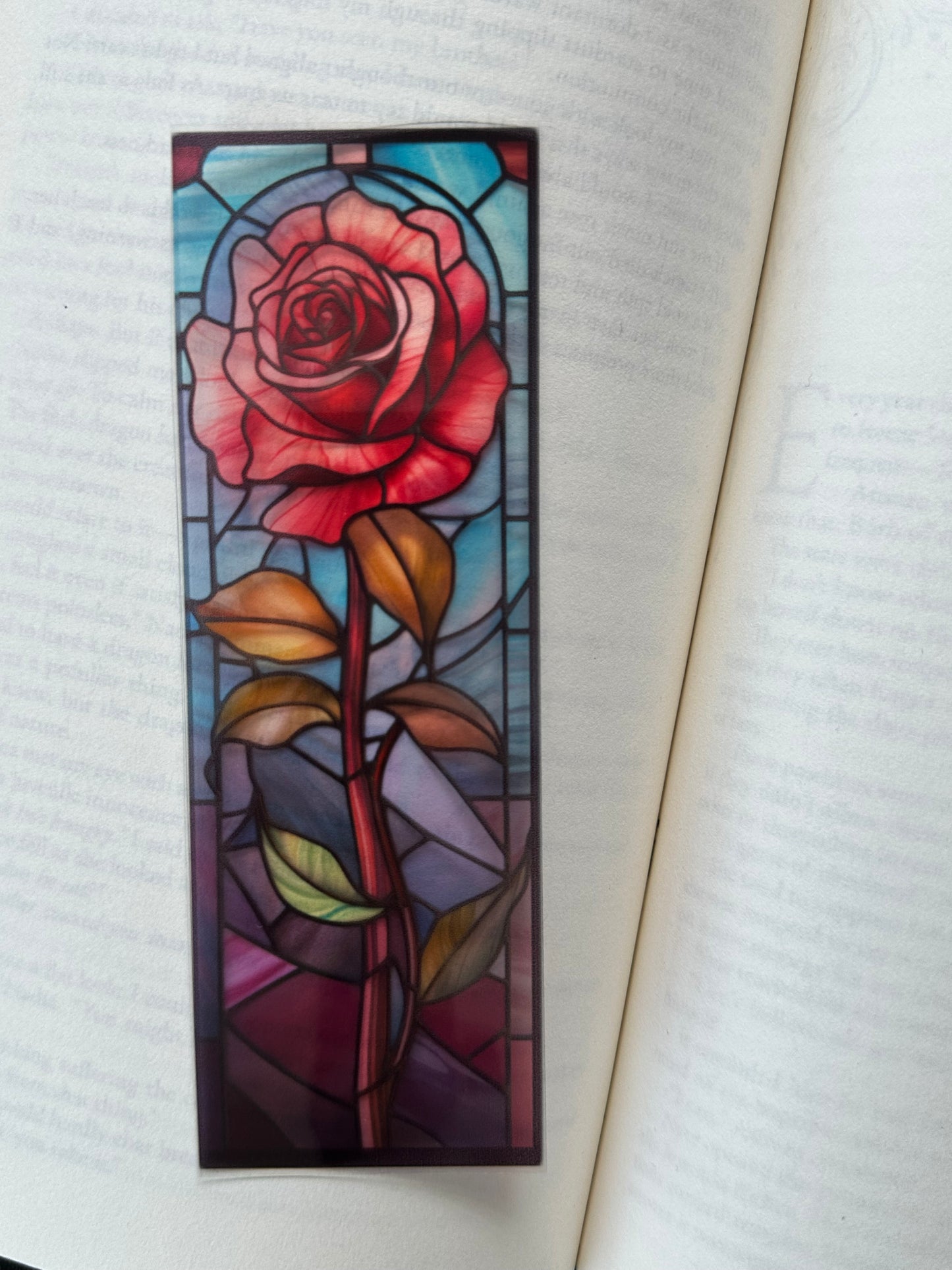 Stained Glass Style Rose - Bookmark (3)