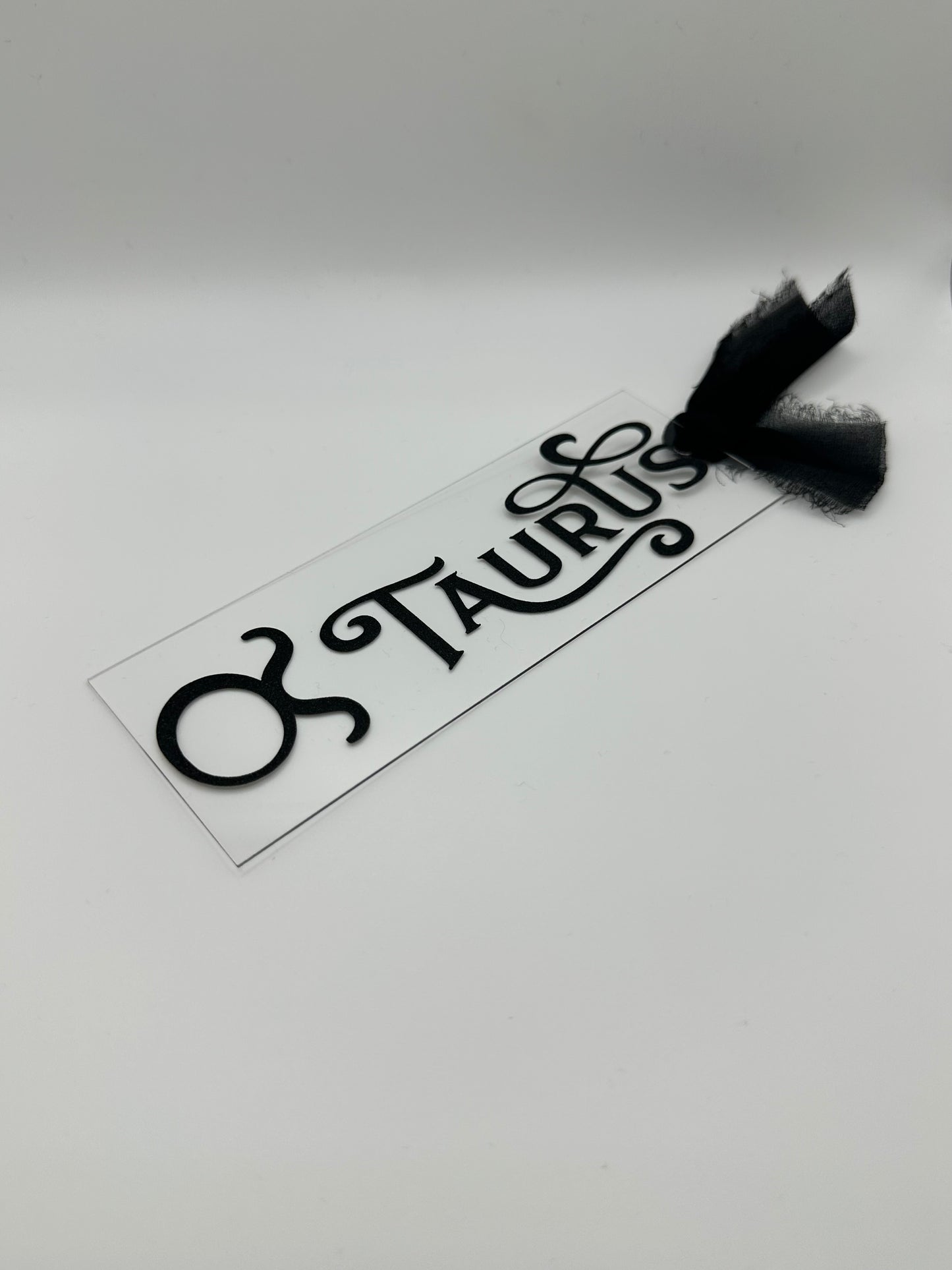 Zodiac - Taurus - Acrylic Bookmark (Black Glitter)