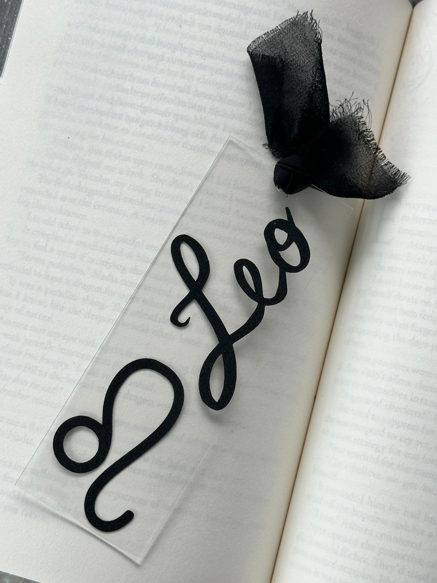 Zodiac - Leo - Acrylic Bookmark (Black Glitter)
