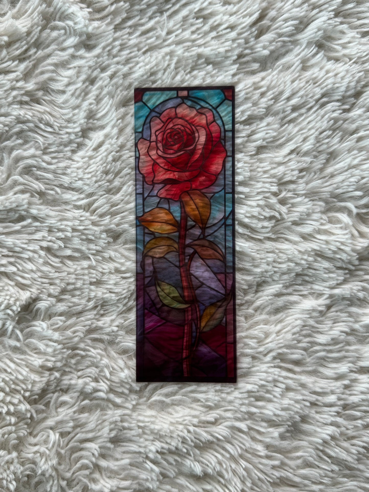 Stained Glass Style Rose - Bookmark (3)