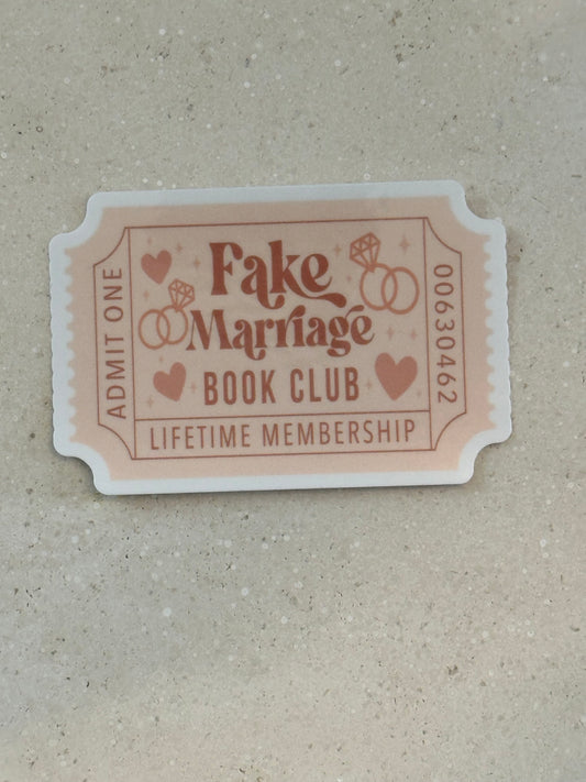 Fake Marriage Book Club Trope Ticket - Sticker