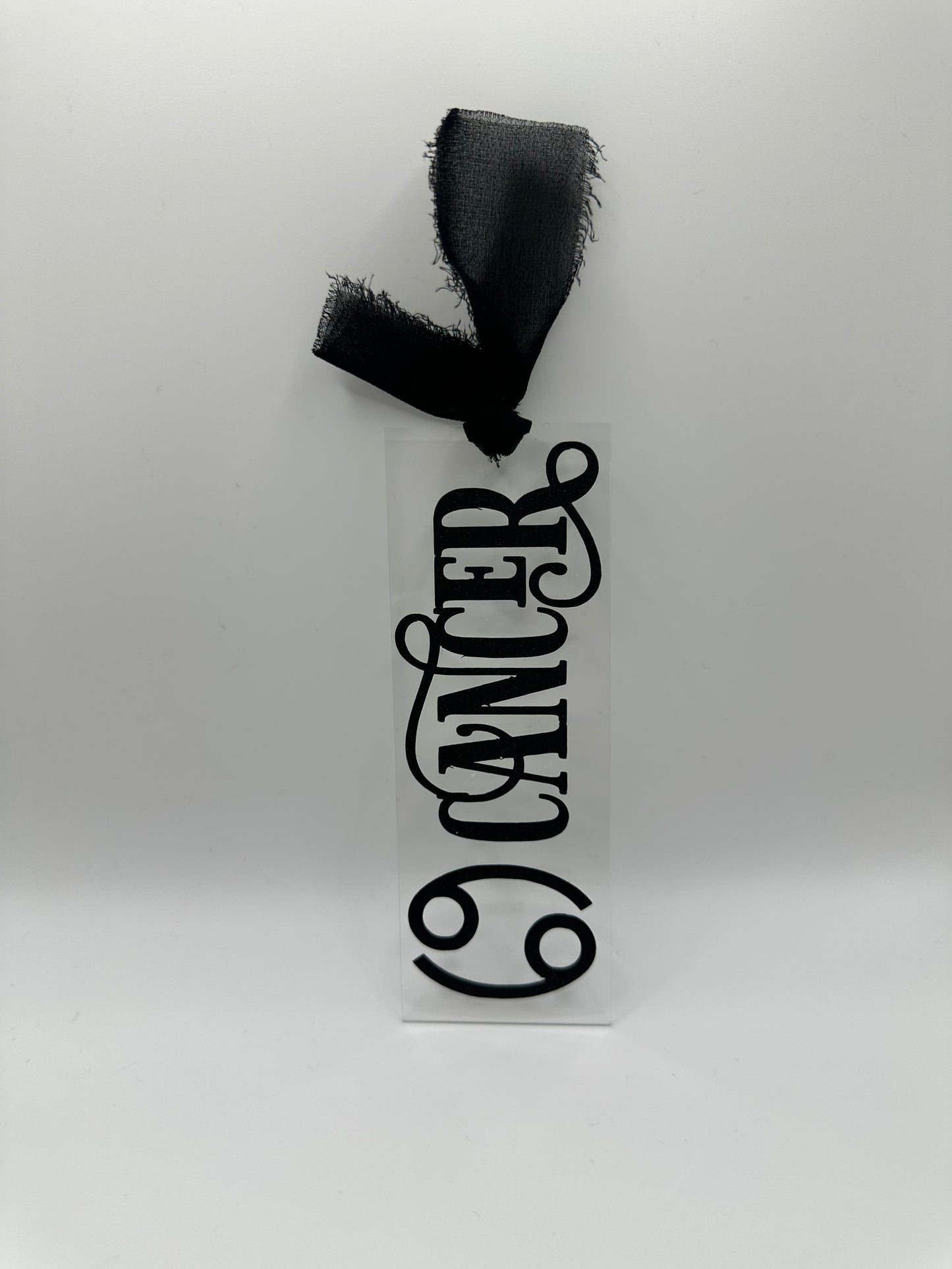 Zodiac - Cancer - Acrylic Bookmark (Black Glitter)