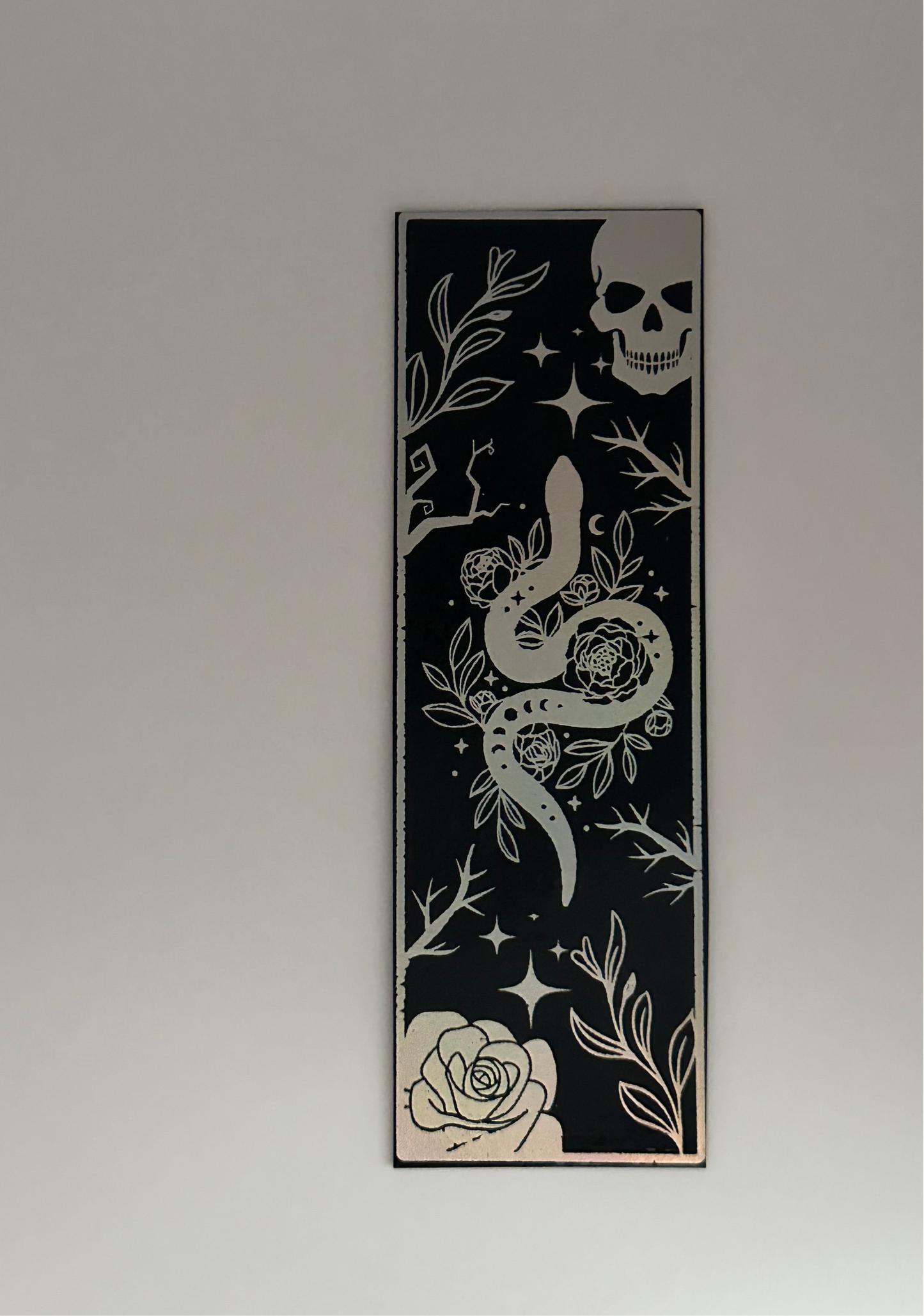 Snake & Skull - Foil Bookmark - (Silver Holographic)