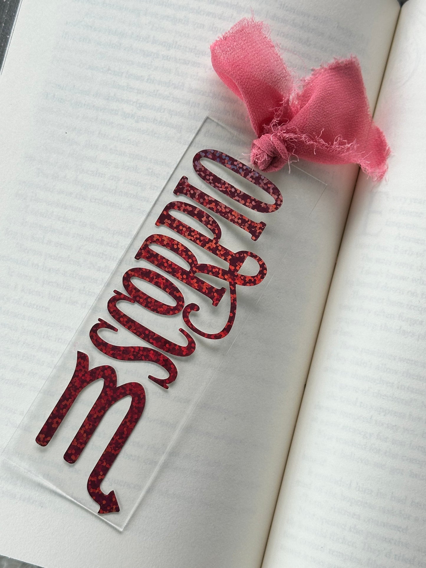 Zodiac - Scorpio - Acrylic Bookmark (Pink Holographic Glitter)