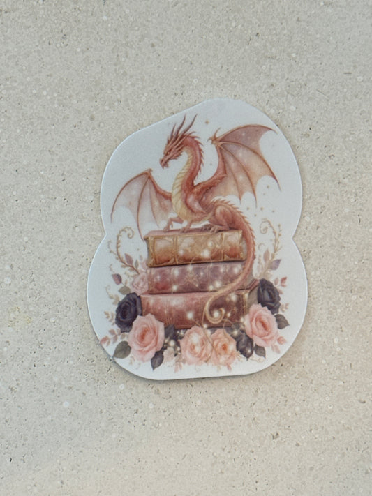 Fantasy Dragon Book Stack - Sticker