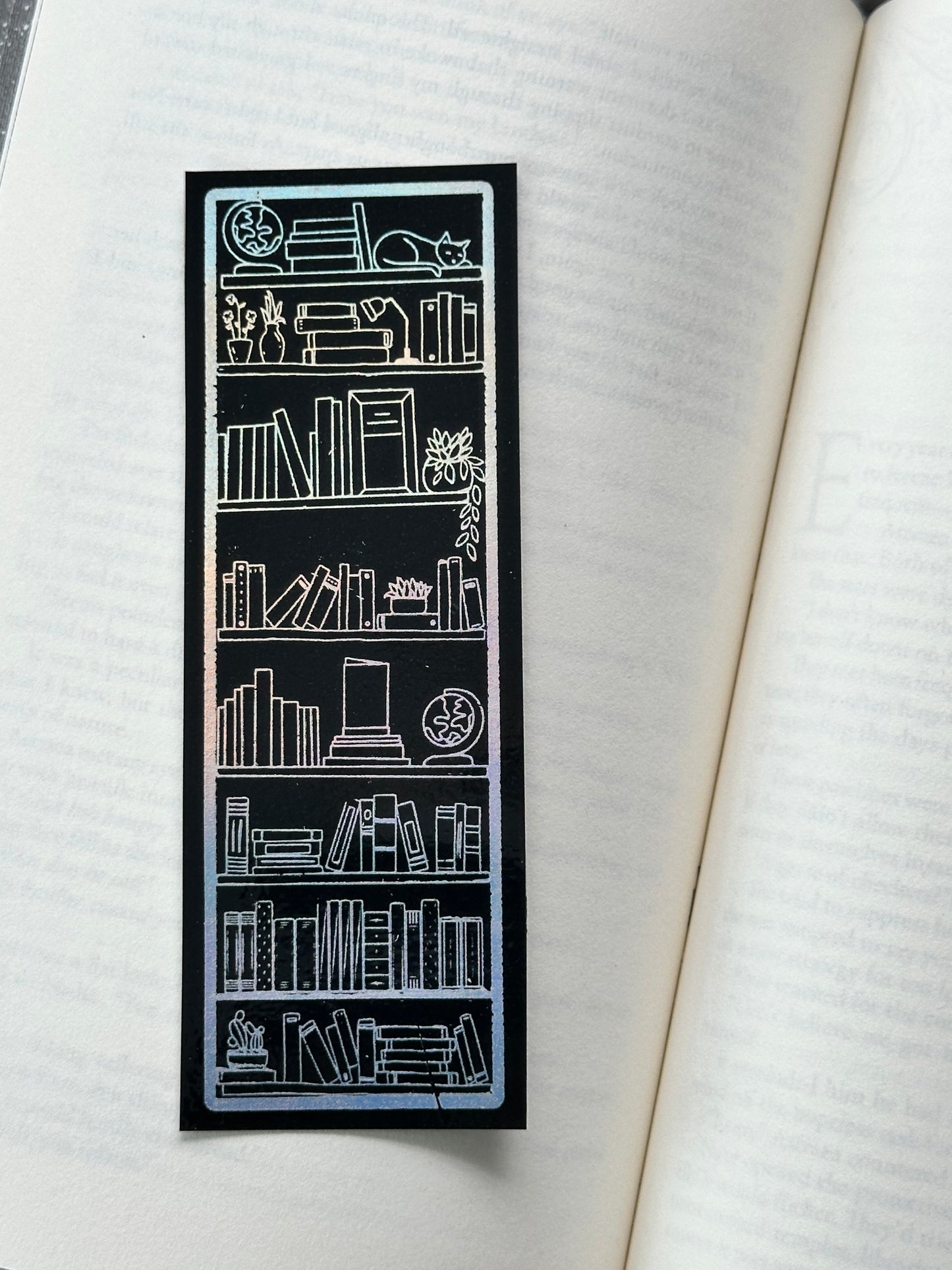 Bookshelf - Foil Bookmark - (Silver Holographic)