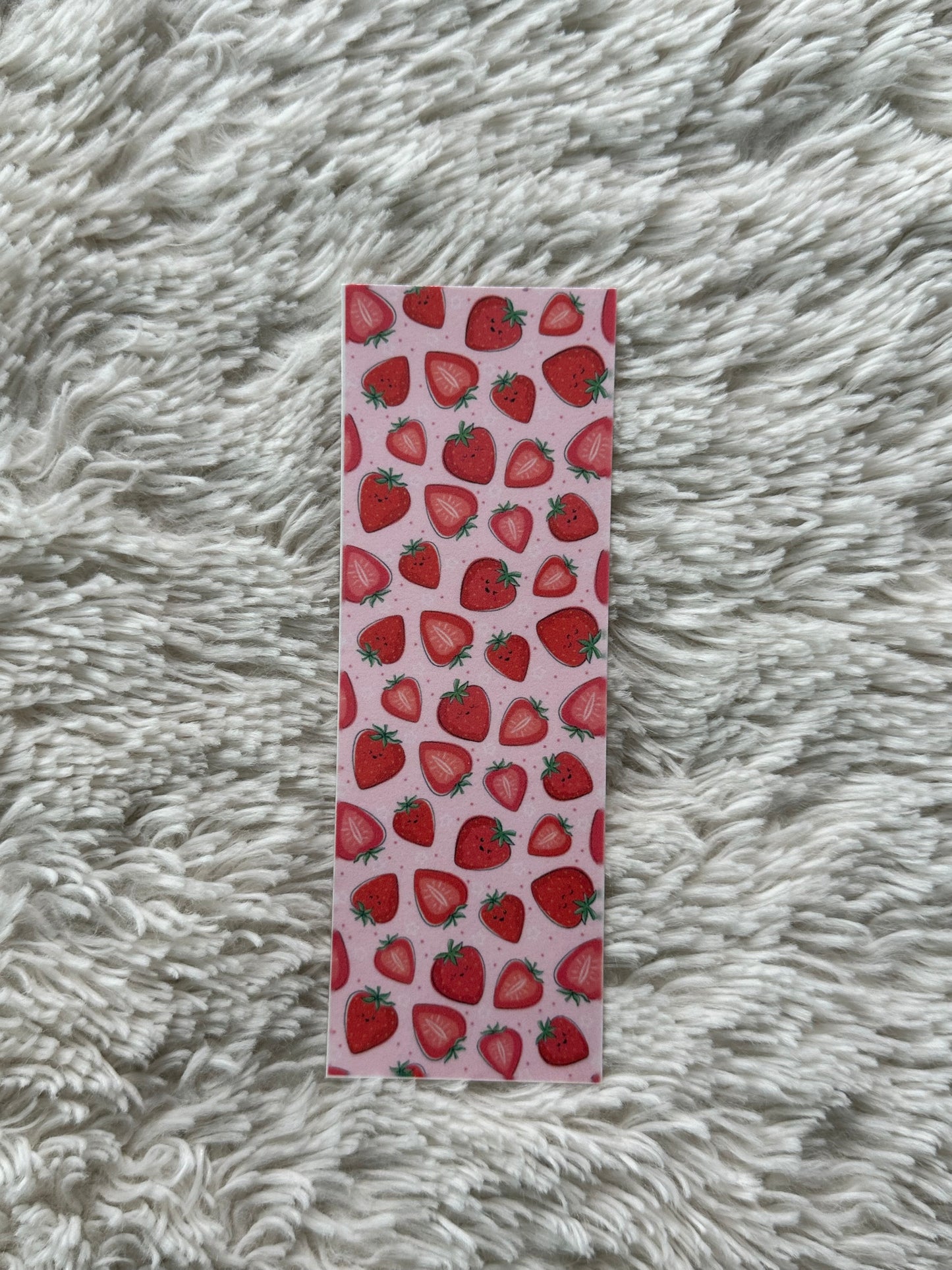 Strawberries (Pink BG) - Bookmark