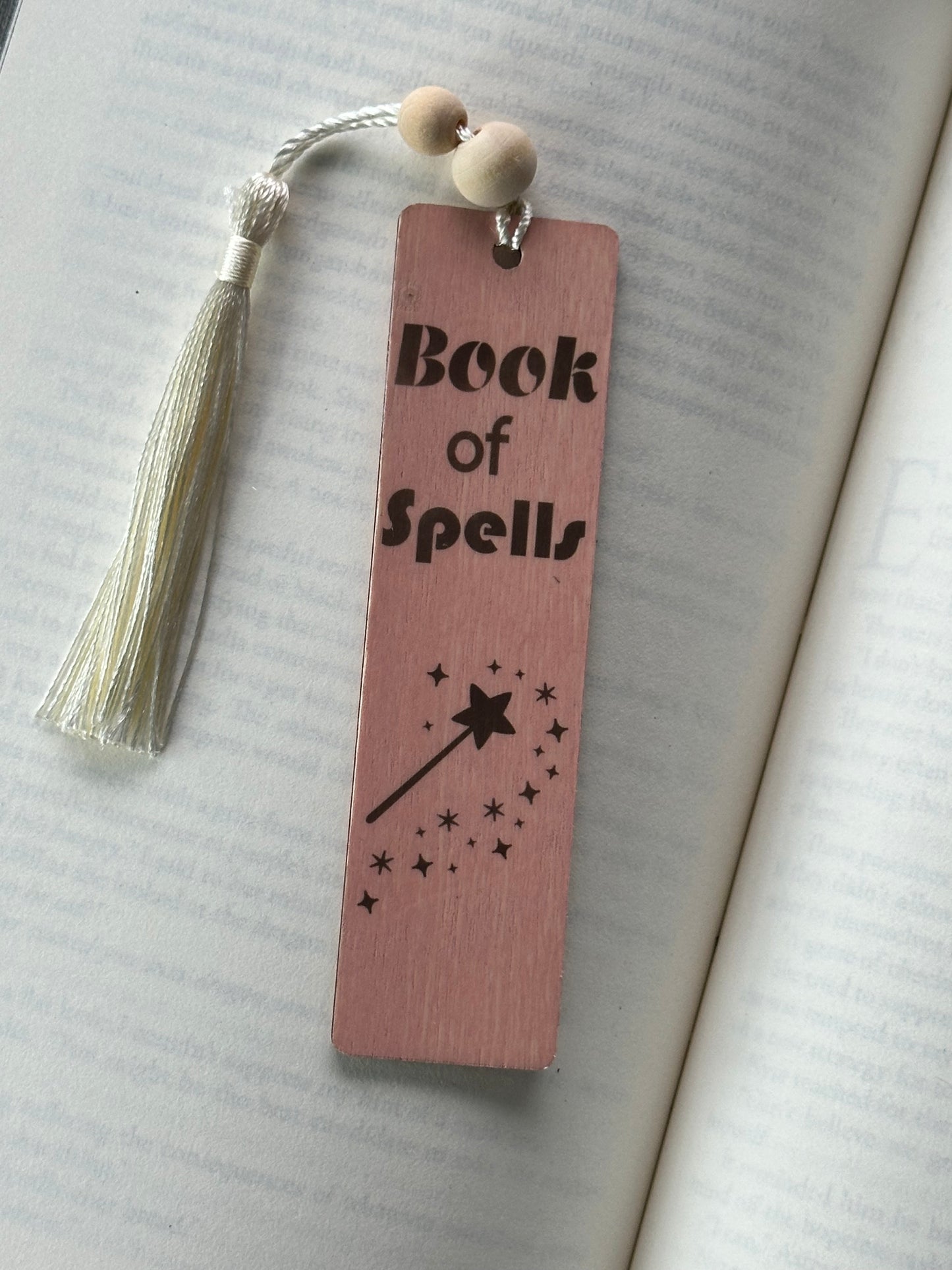 Book Of Spells - Wood Bookmark - (Rose)
