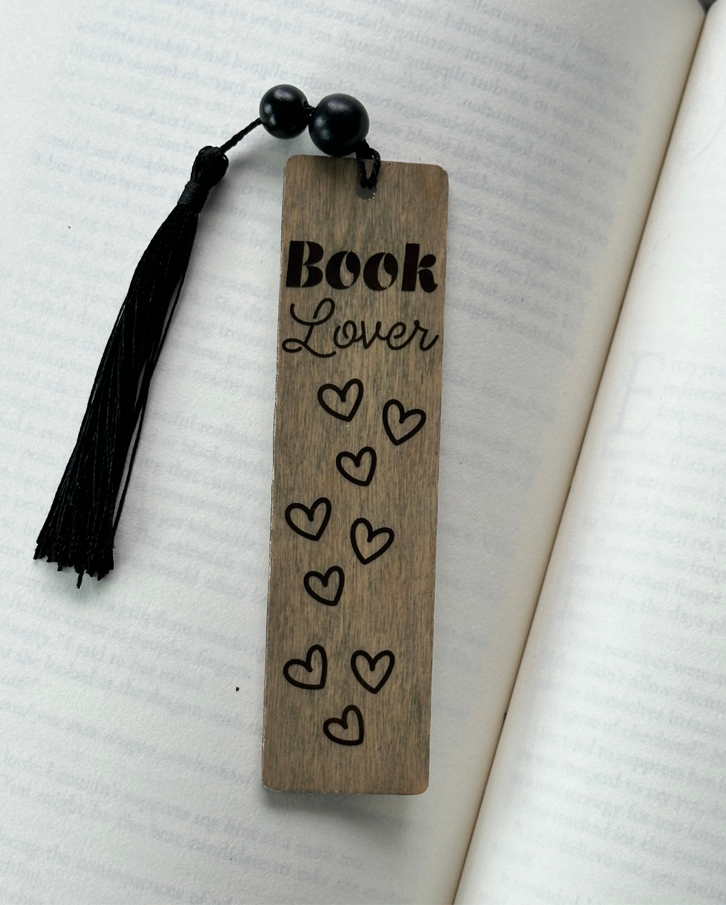 Book Lover - Wood Bookmark - (Weathered Grey)