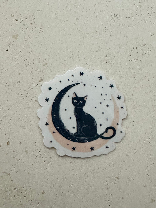 Cat, Moon & Stars - Sticker