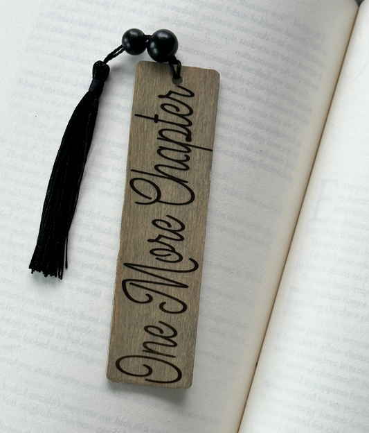 One More Chapter - Wood Bookmark - (Weathered Grey)