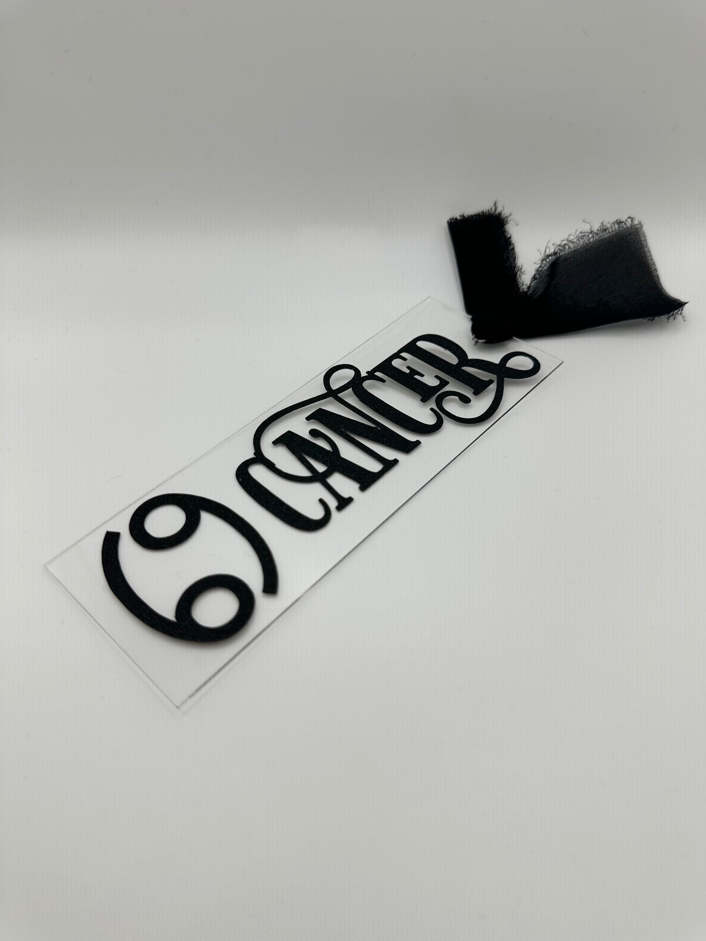 Zodiac - Cancer - Acrylic Bookmark (Black Glitter)
