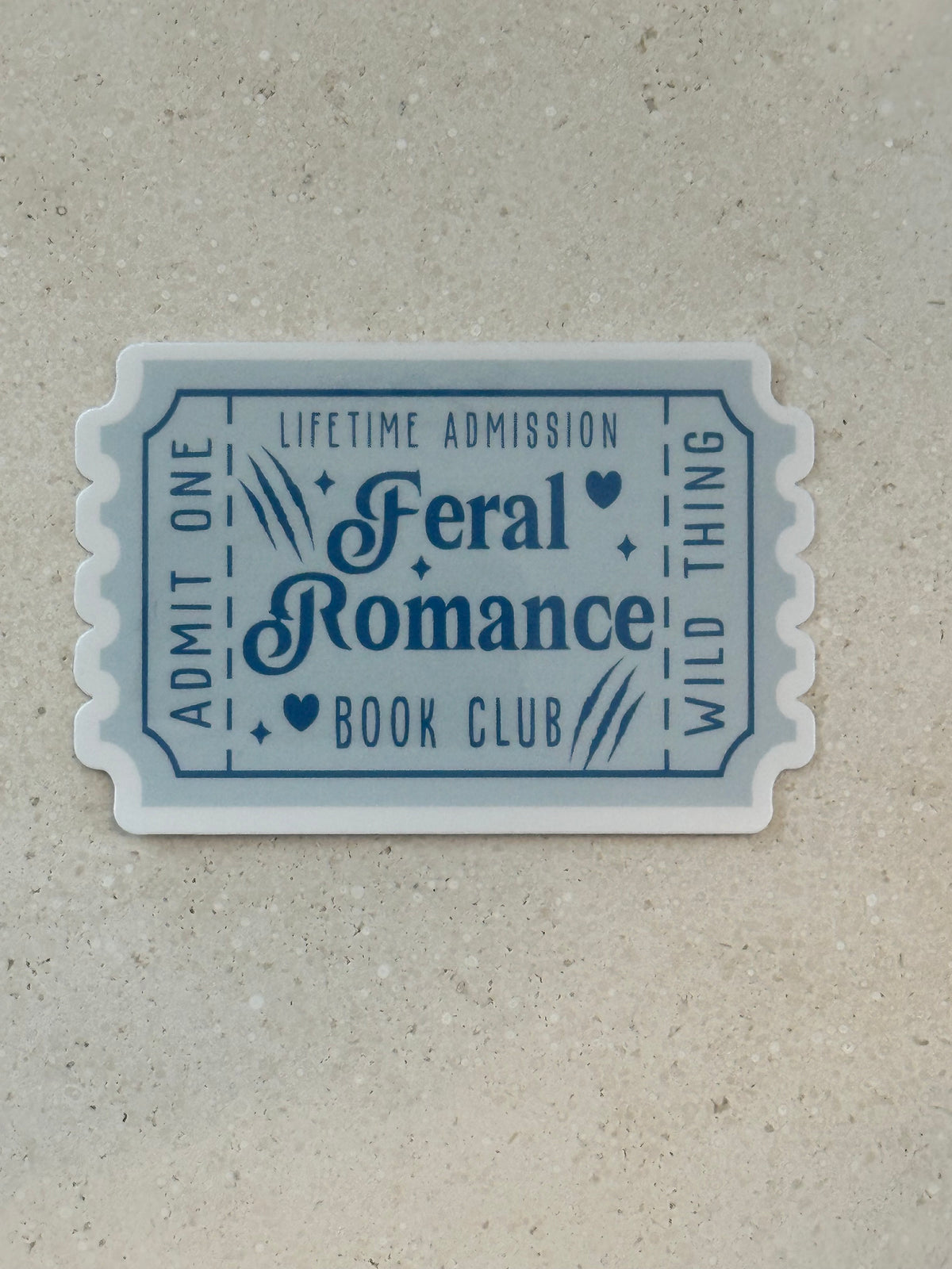 Feral Romance Book Club Trope Ticket - Sticker