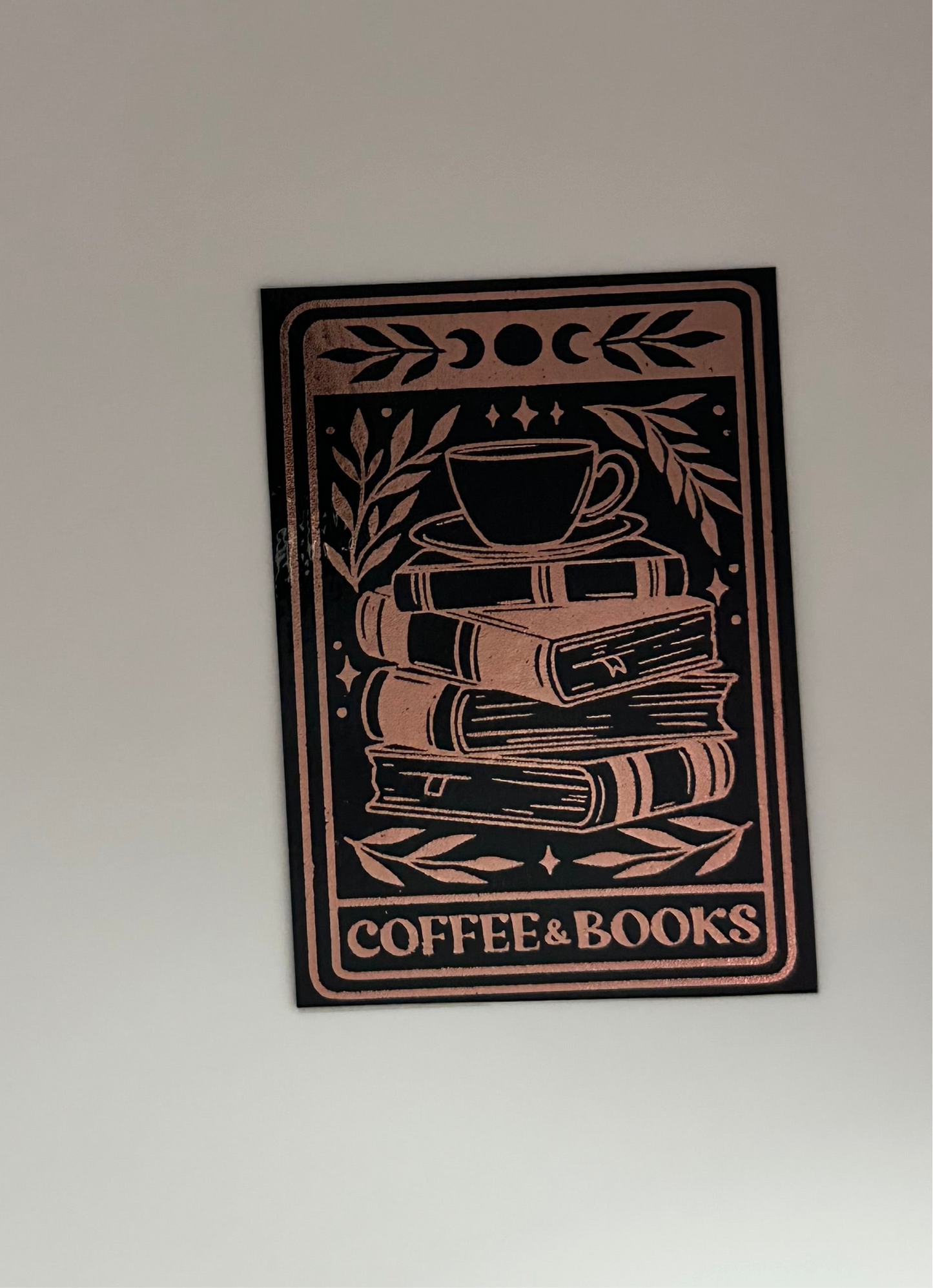 Coffee & Books Tarot Card - Foil Bookmark - (Rose Gold)