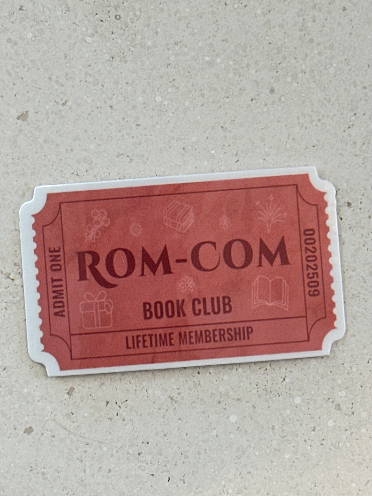 Rom-Com Book Club Ticket - Sticker