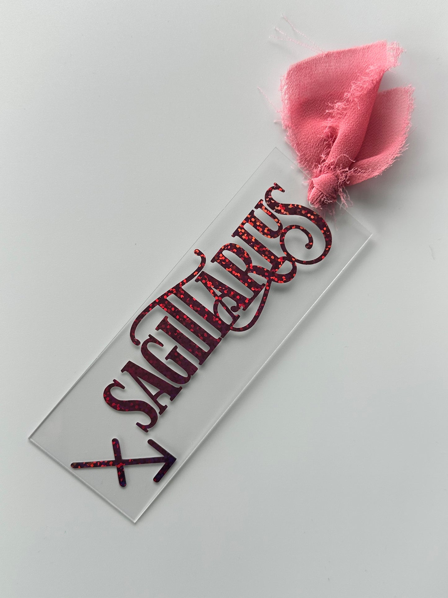 Zodiac - Sagittarius - Acrylic Bookmark (Pink Holographic Glitter)