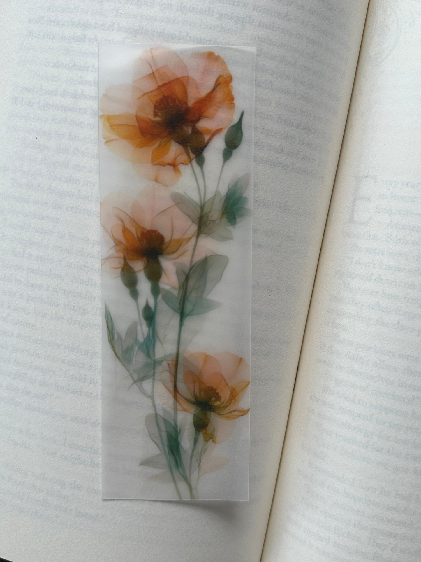 Water Colour Flowers - Vellum Paper Bookmark (16)