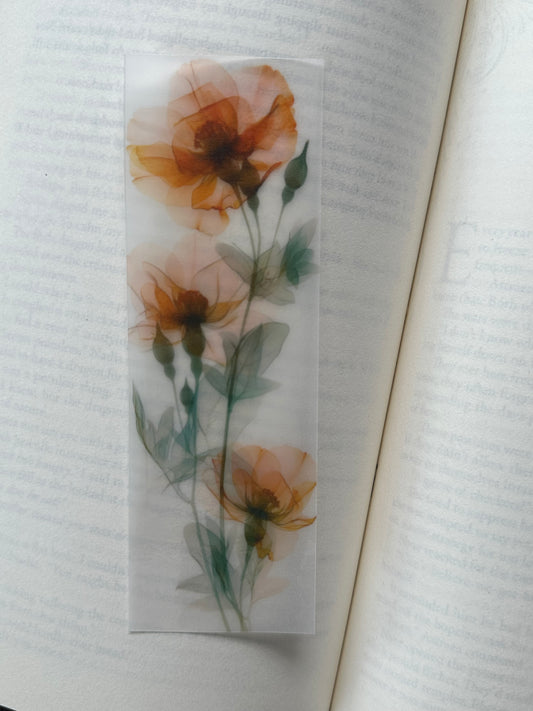 Water Colour Flowers - Vellum Paper Bookmark (16)