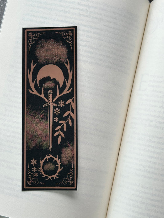 Sword, Antlers, Frost - Foil Bookmark - (Rose Gold)