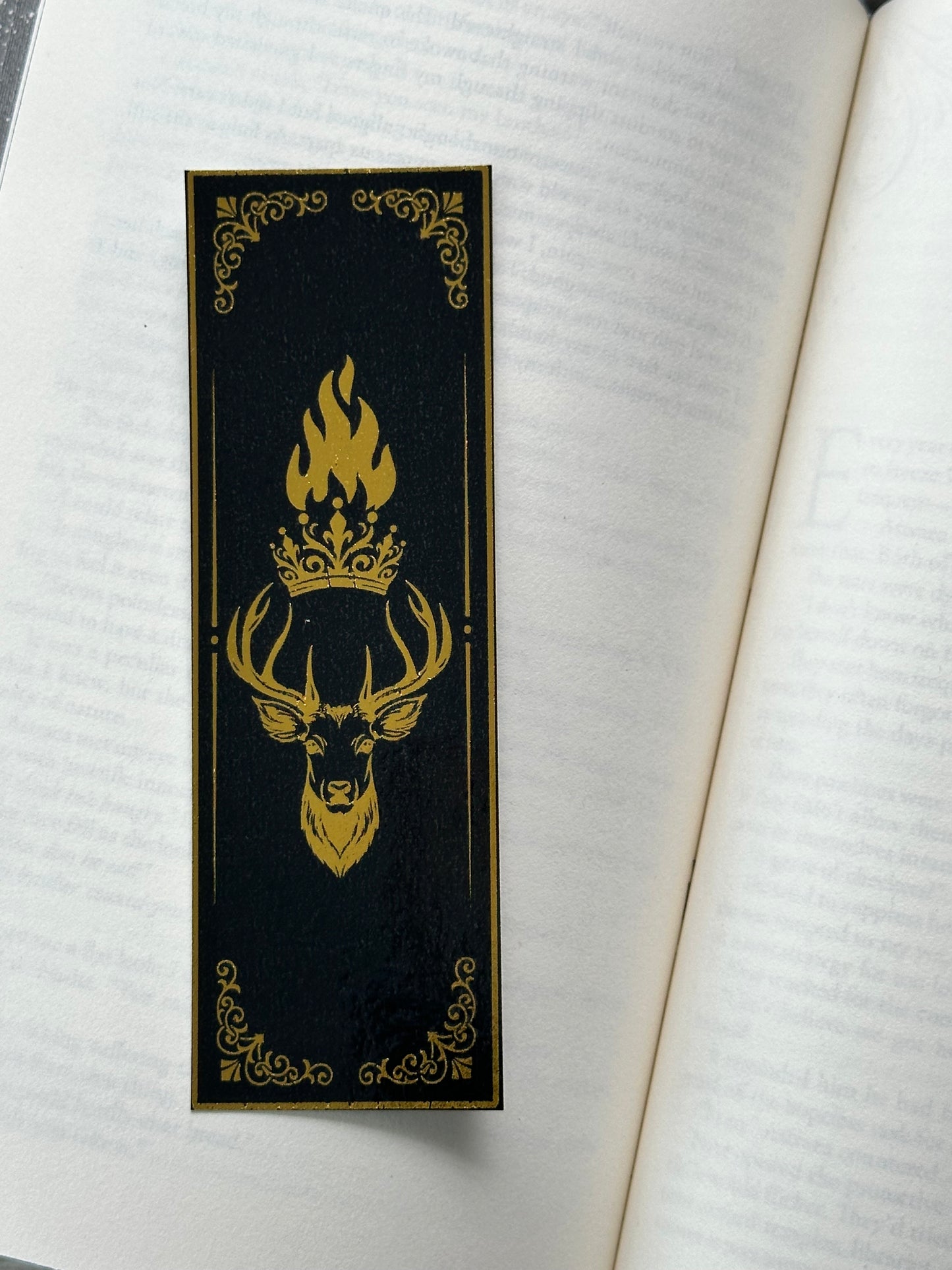 Stag, Crown, Flame - Foil Bookmark - (Gold)