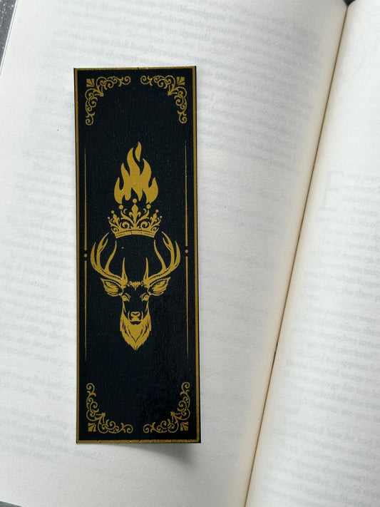 Stag, Crown, Flame - Foil Bookmark - (Gold)