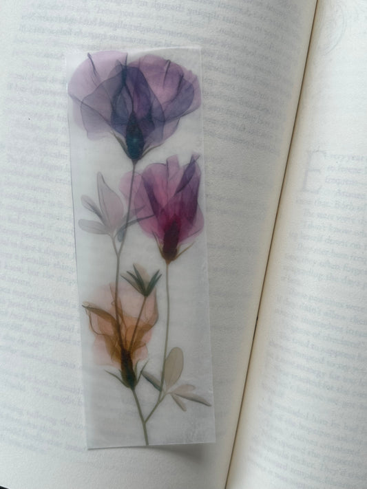 Water Colour Flowers - Vellum Paper Bookmark (5)