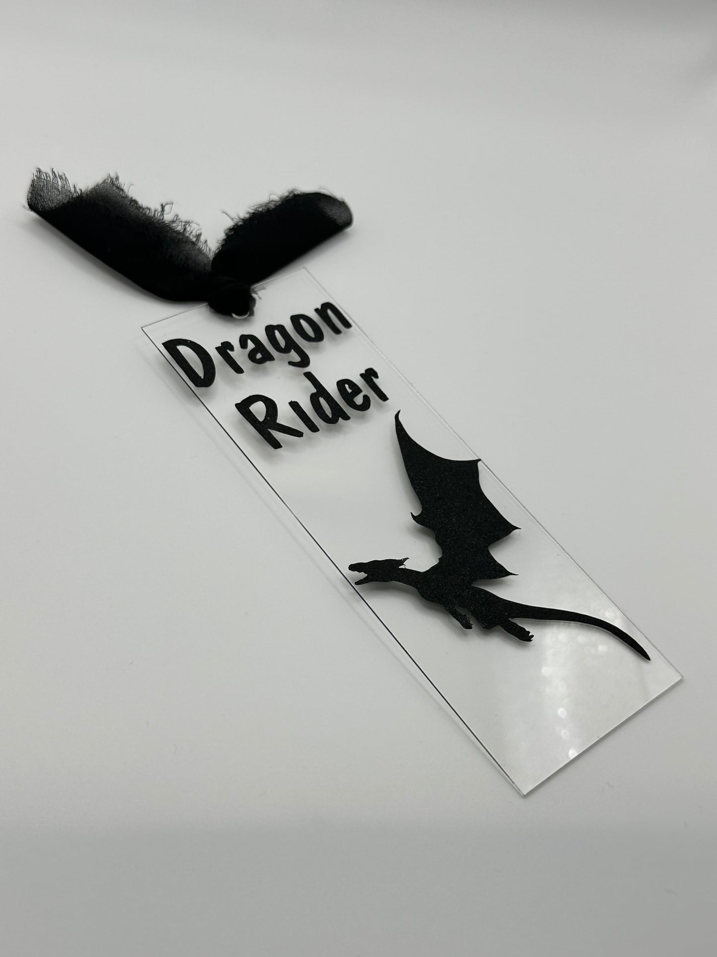 Dragon Rider (Black Glitter) - Acrylic Bookmark