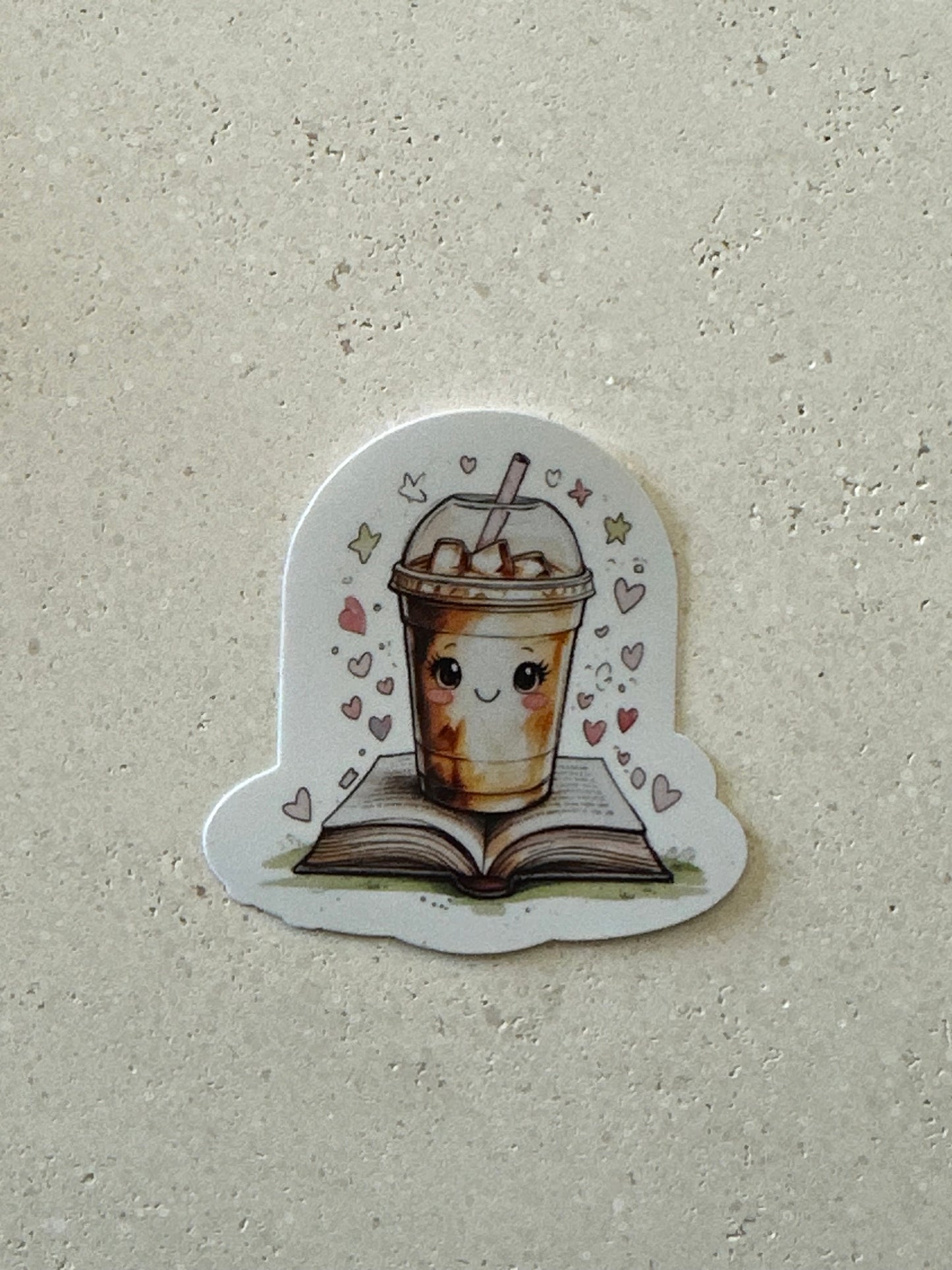 Cute Iced Coffee And Books - Sticker