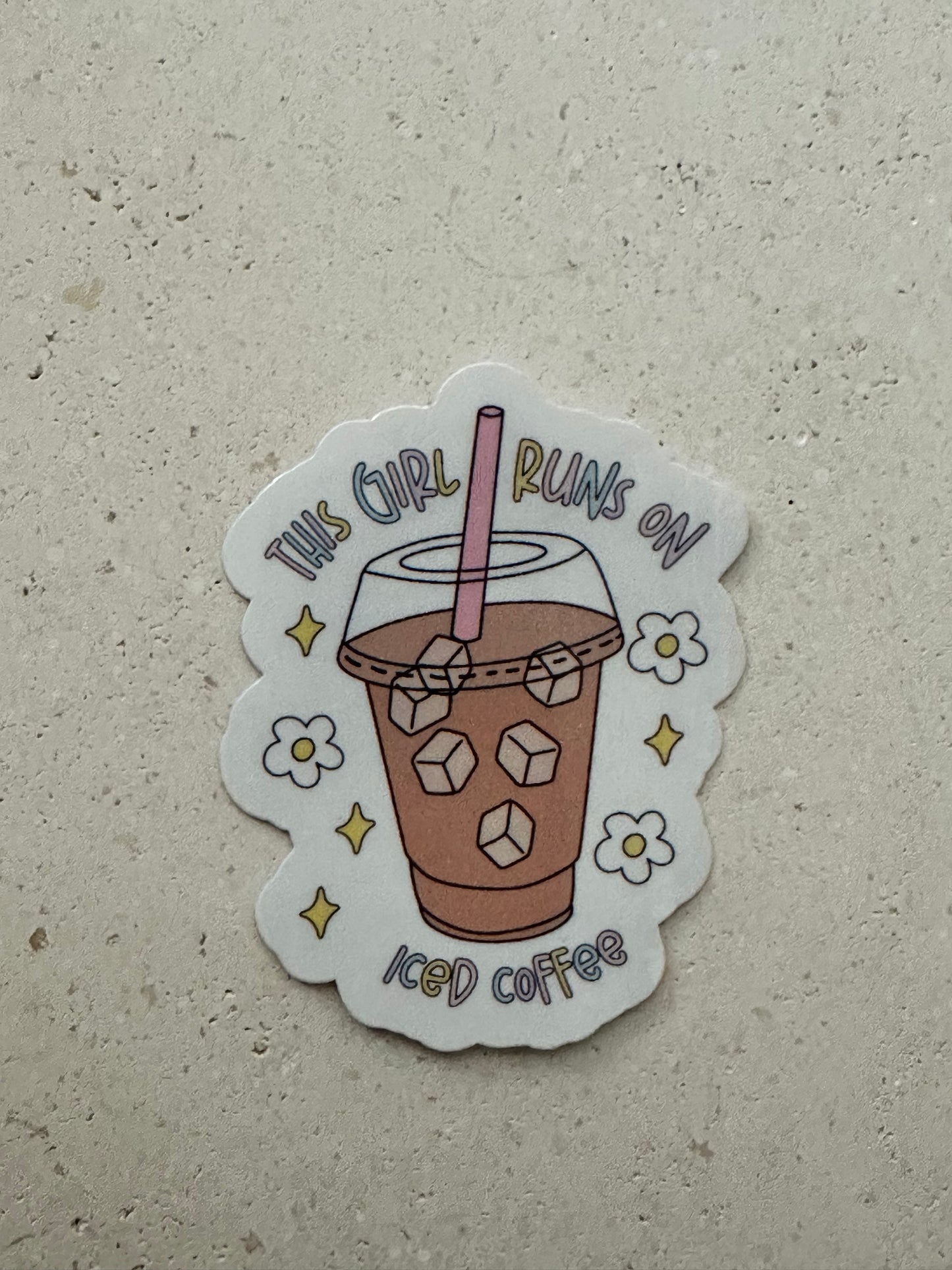 This Girl Runs On Iced Coffee - Sticker