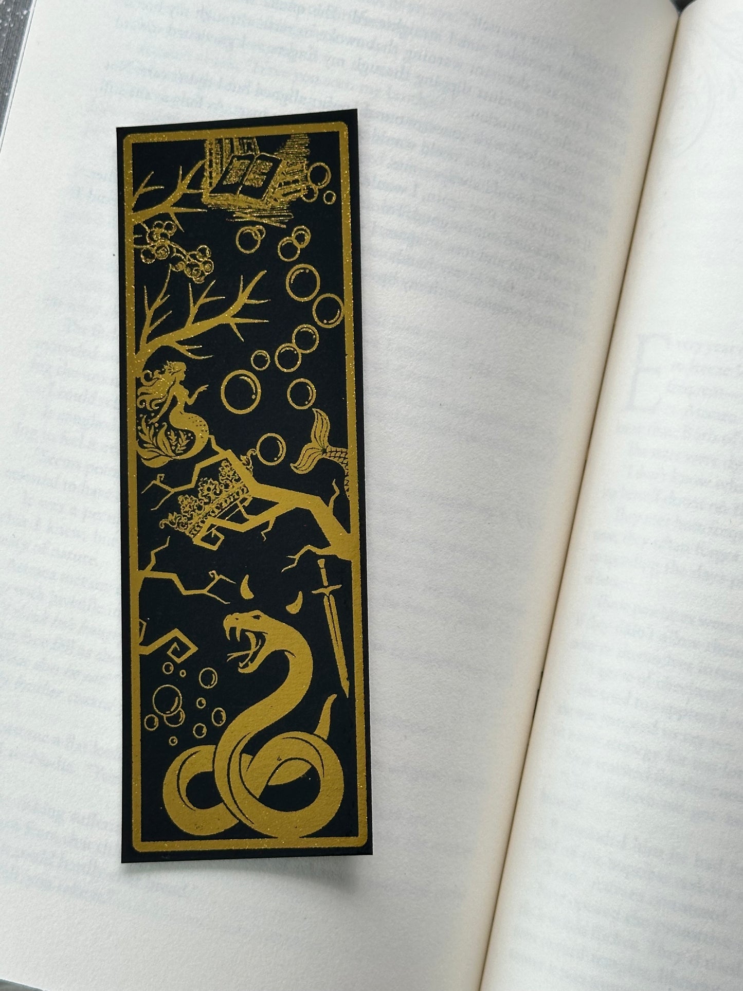 Crown, Branches, Snake - Foil Bookmark - (Gold)