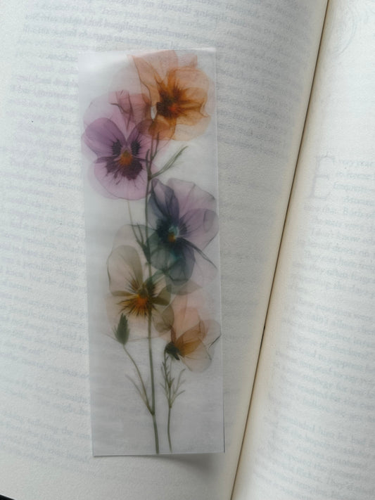 Water Colour Flowers - Vellum Paper Bookmark (14)