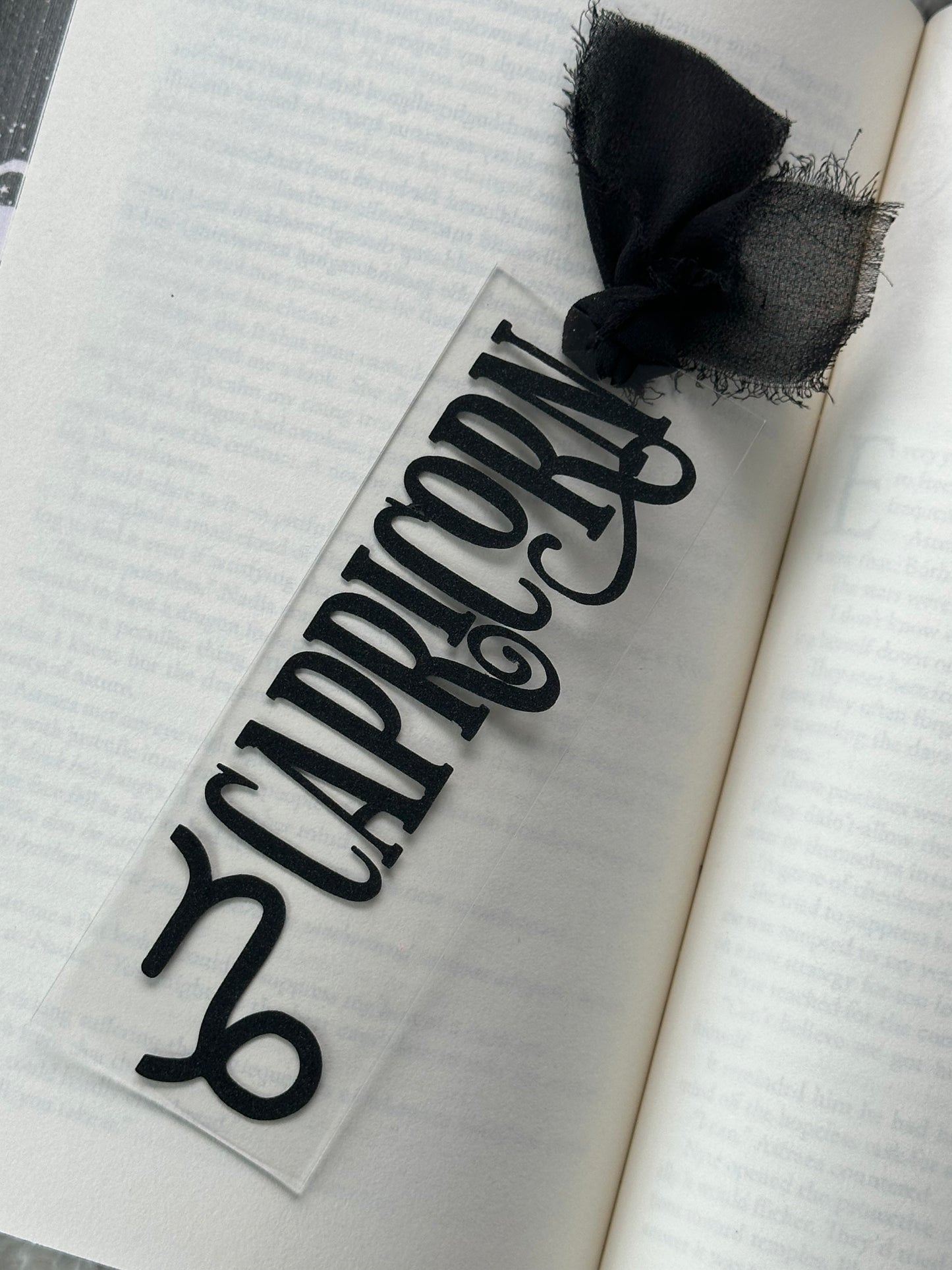 Zodiac - Capricorn - Acrylic Bookmark (Black Glitter)