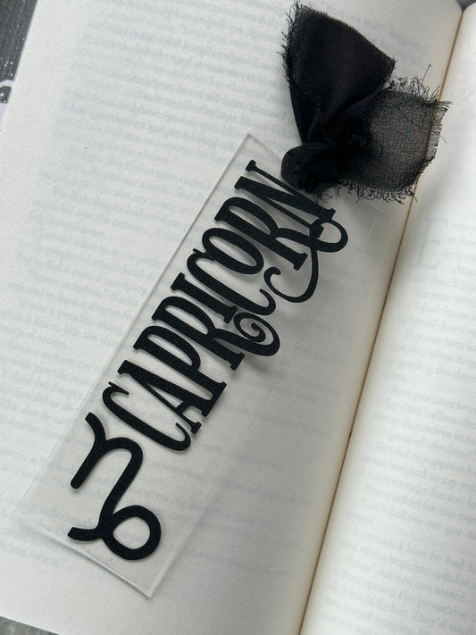 Zodiac - Capricorn - Acrylic Bookmark (Black Glitter)