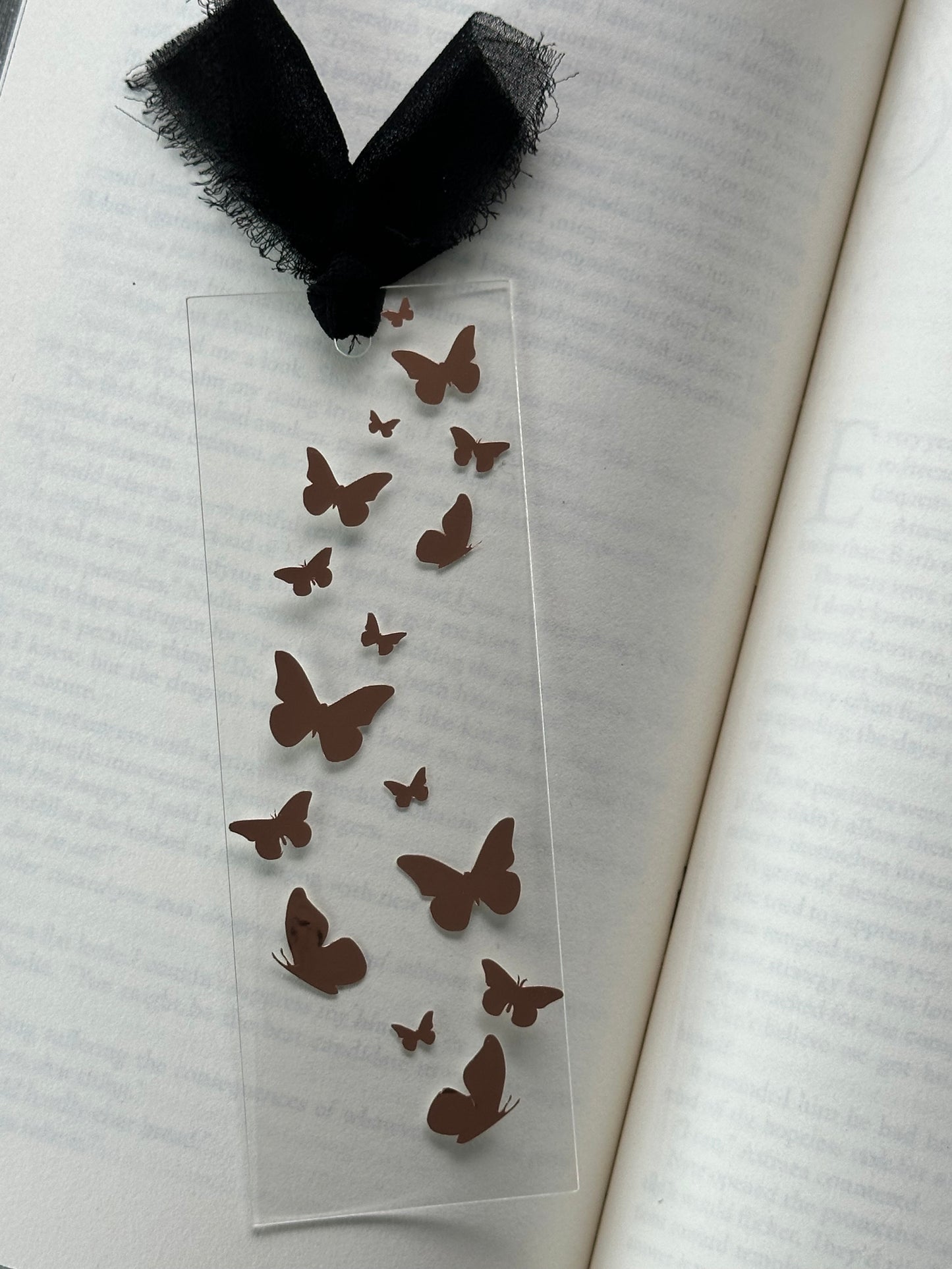 Rose Gold Butterflies - Acrylic Bookmark