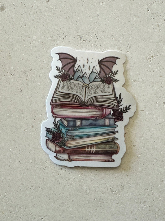 Bookstack, Wings, Mountains, Stars - Sticker