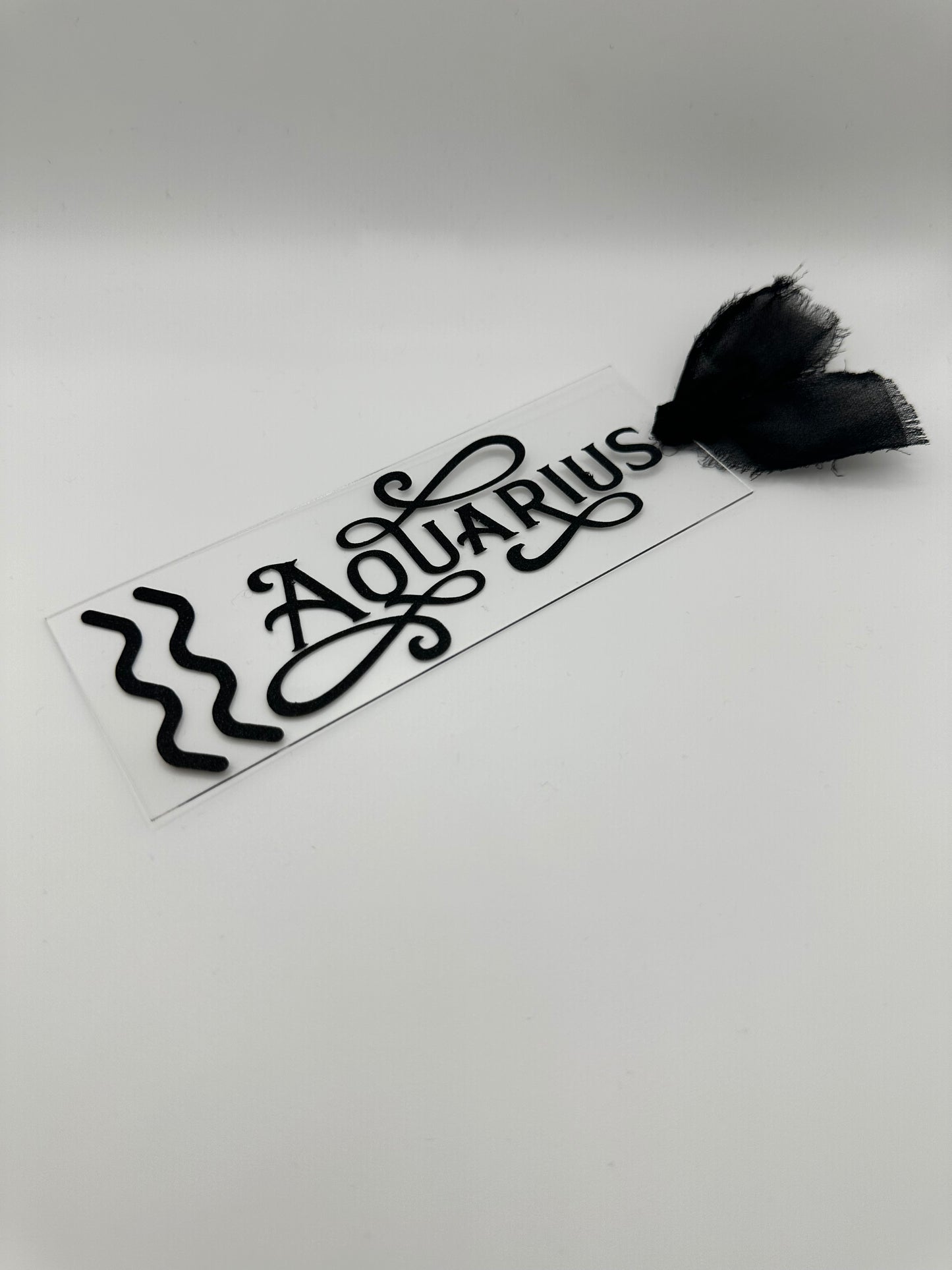 Zodiac - Aquarius - Acrylic Bookmark (Black Glitter)