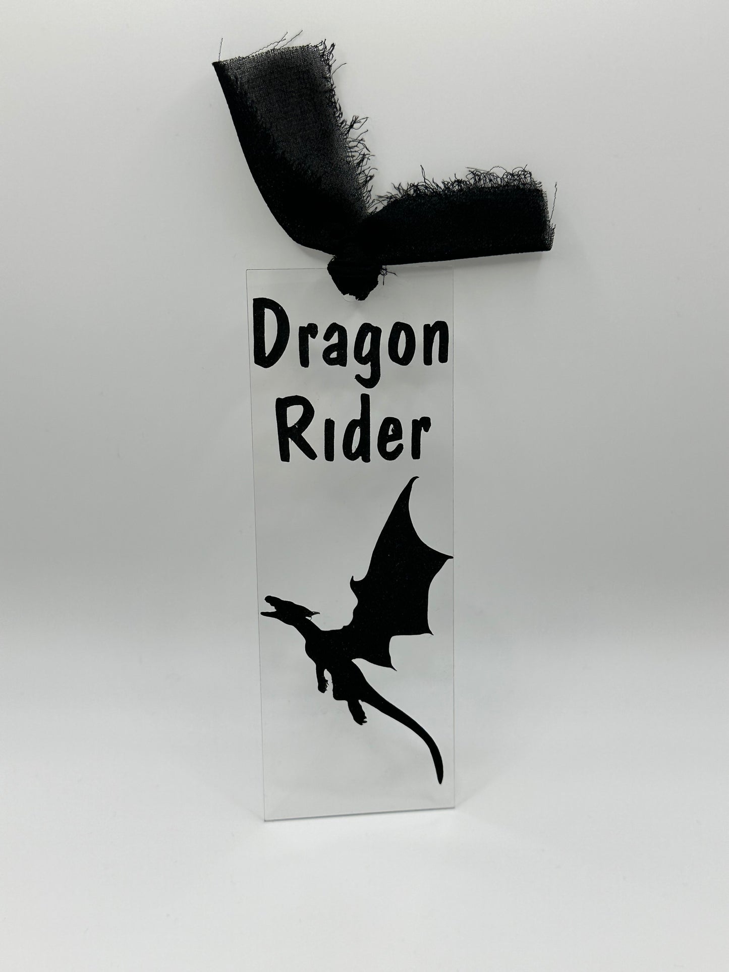 Dragon Rider (Black Glitter) - Acrylic Bookmark