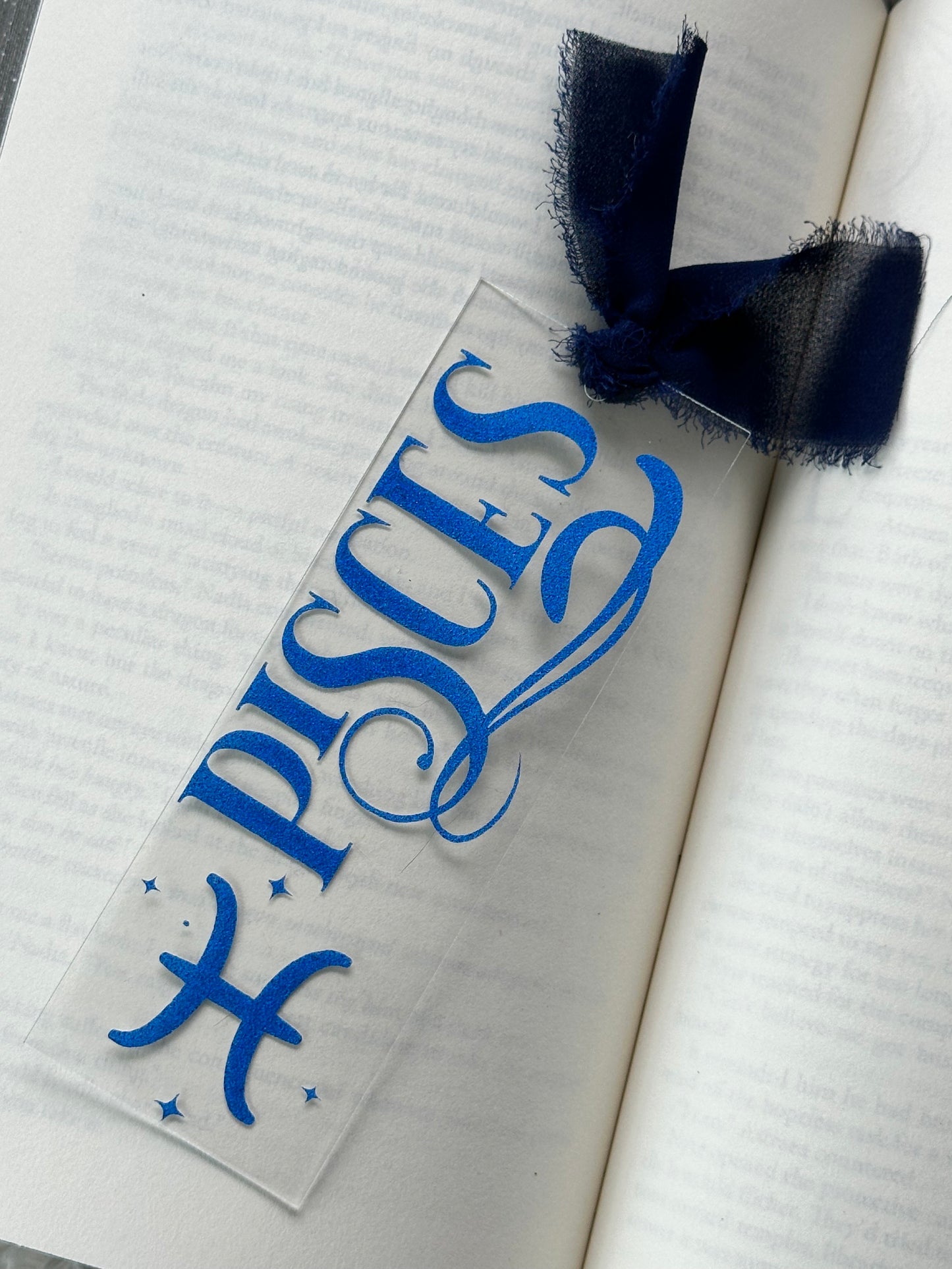 Zodiac - Pisces - Acrylic Bookmark (Blue Glitter)
