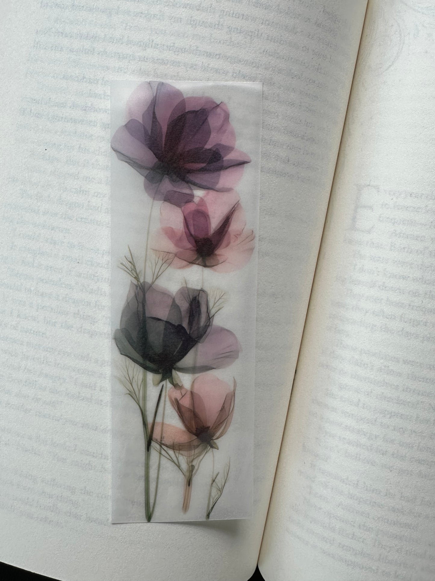 Water Colour Flowers - Vellum Paper Bookmark (4)