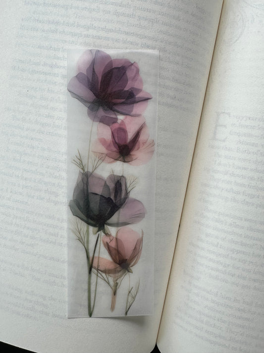 Water Colour Flowers - Vellum Paper Bookmark (4)