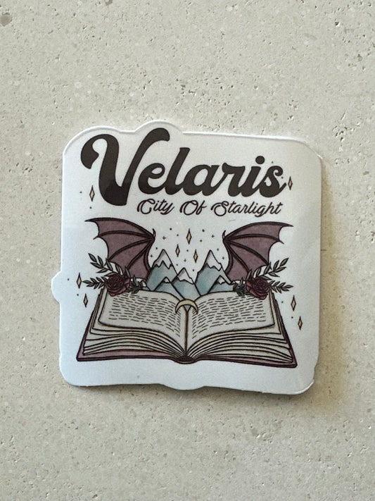 Velaris, Open Book, Wings, Mountains - Sticker