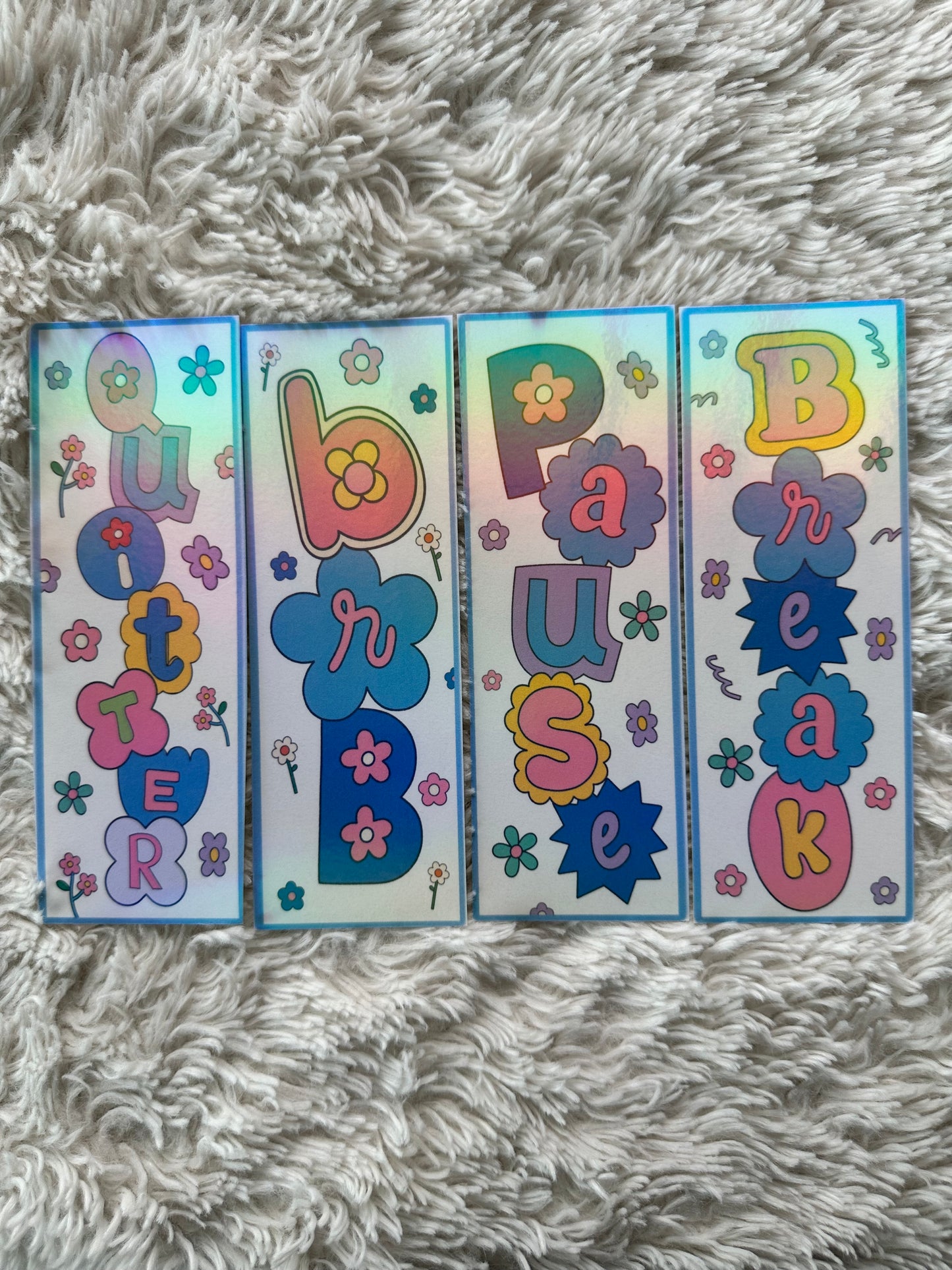Pause, BRB, Break, Quitter Bookmark Bundle (Holographic) - 4 Pack