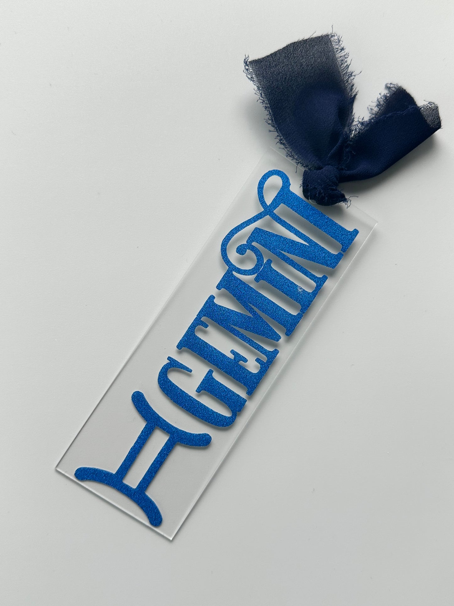 Zodiac - Gemini - Acrylic Bookmark (Blue Glitter)