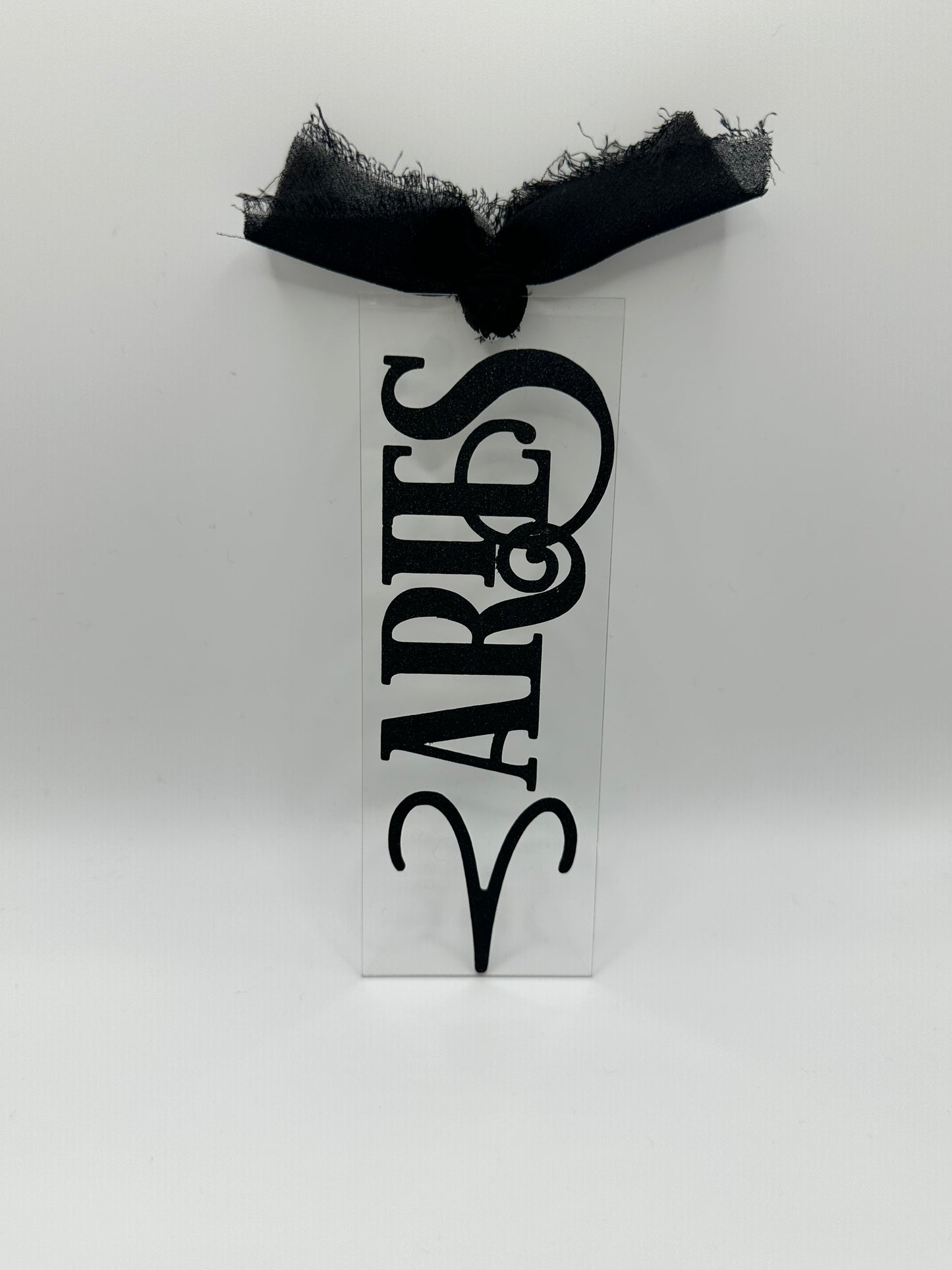 Zodiac - Aries - Acrylic Bookmark (Black Glitter)